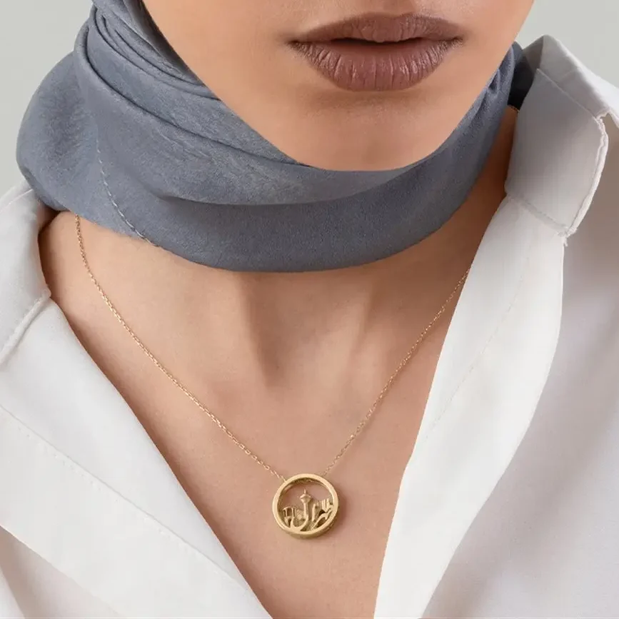 18K Gold Tehran Design Necklace – Matte & Glossy Finish
