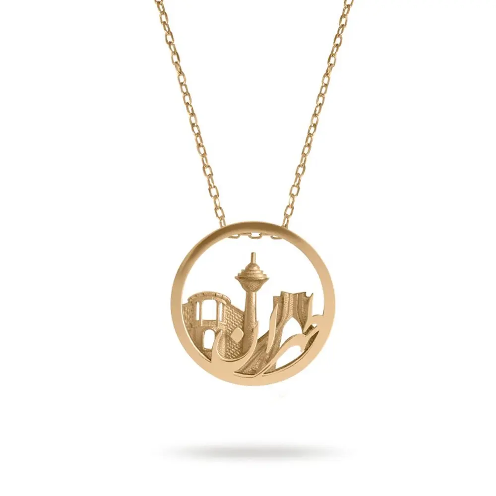 18K Gold Tehran Design Necklace – Matte & Glossy Finish