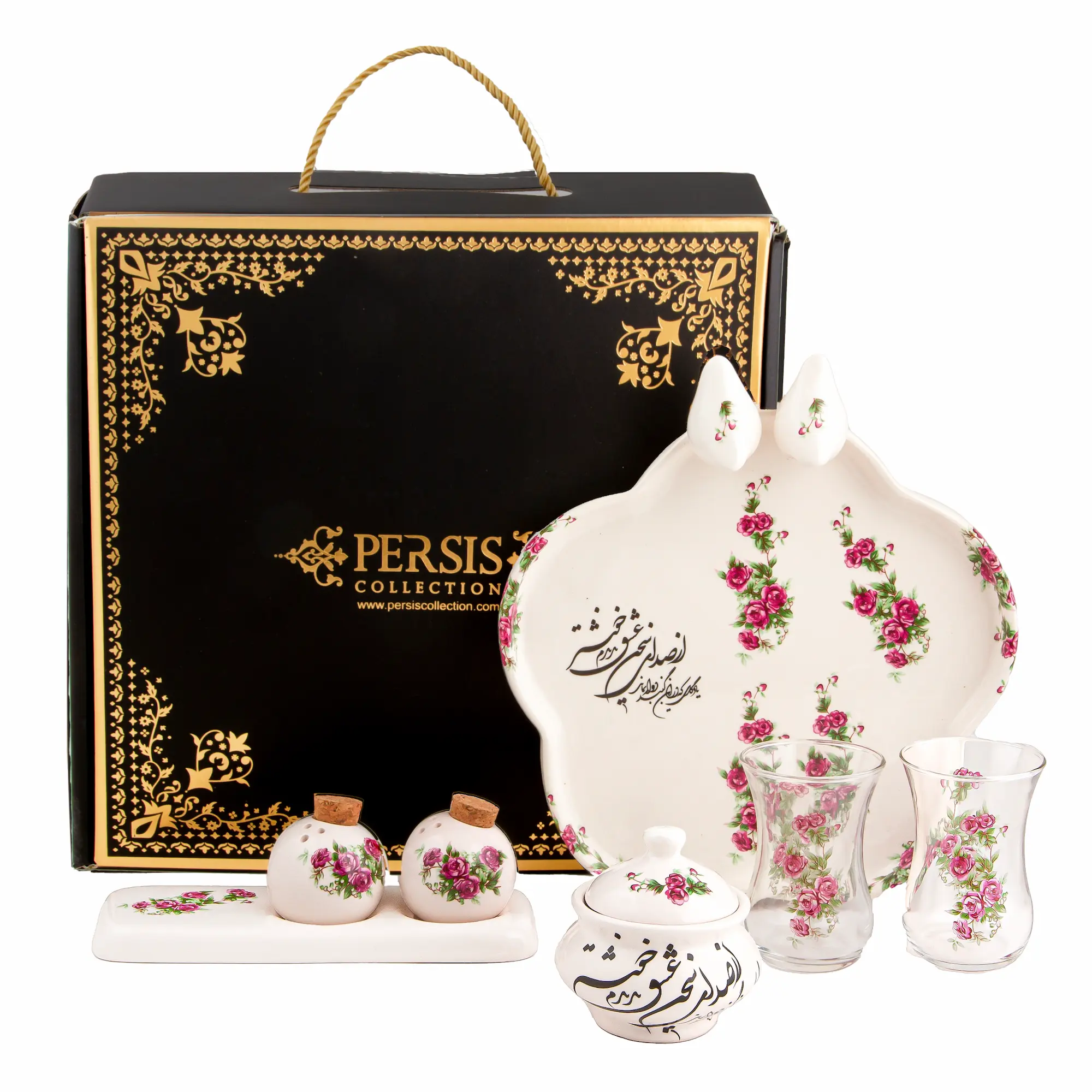 Persian Red Rose Handcrafted Ceramic Tea Gift Set