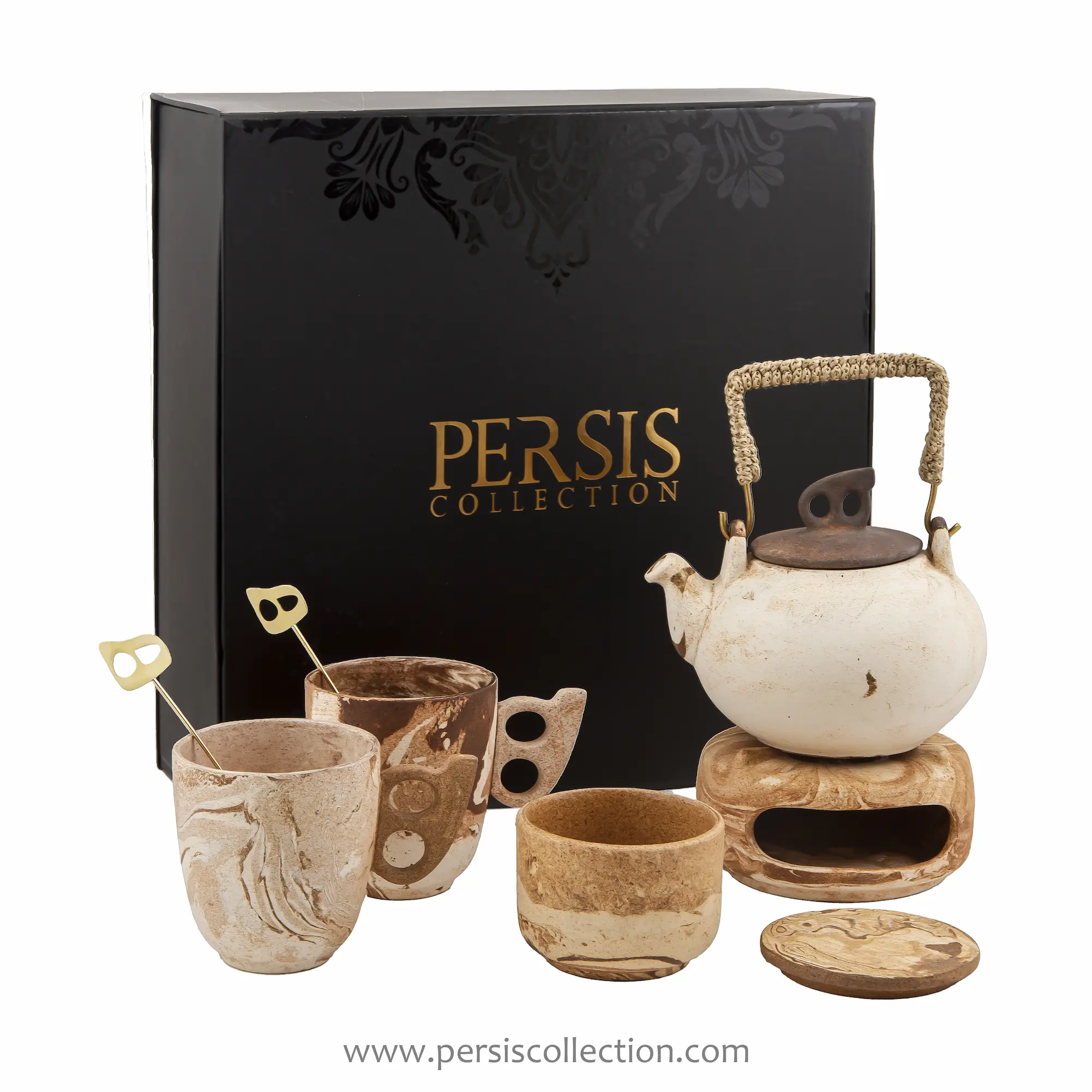 Handcrafted Persian Pottery Tea Set for Two – Luxury Gift Edition
