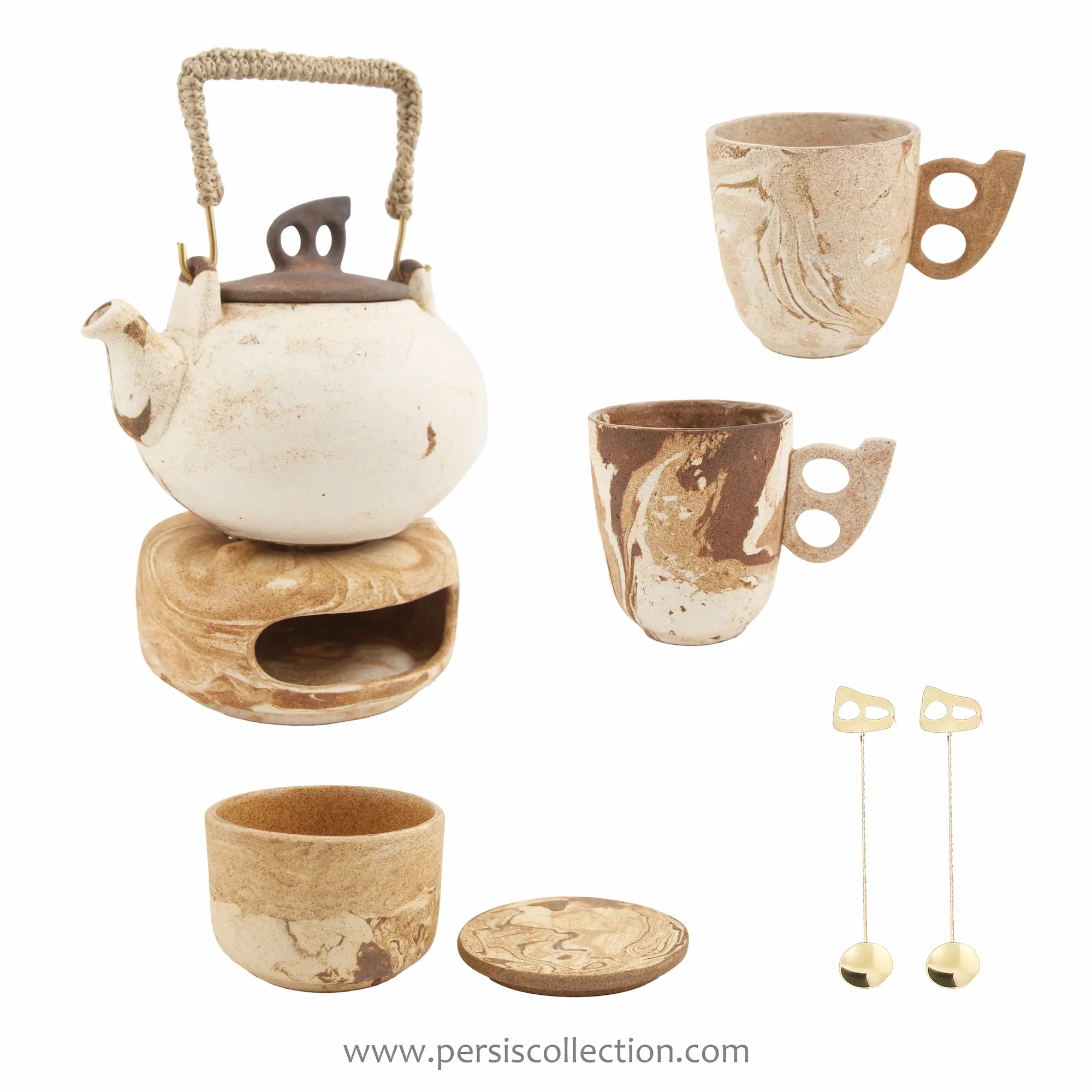 Handcrafted Persian Pottery Tea Set for Two – Luxury Gift Edition