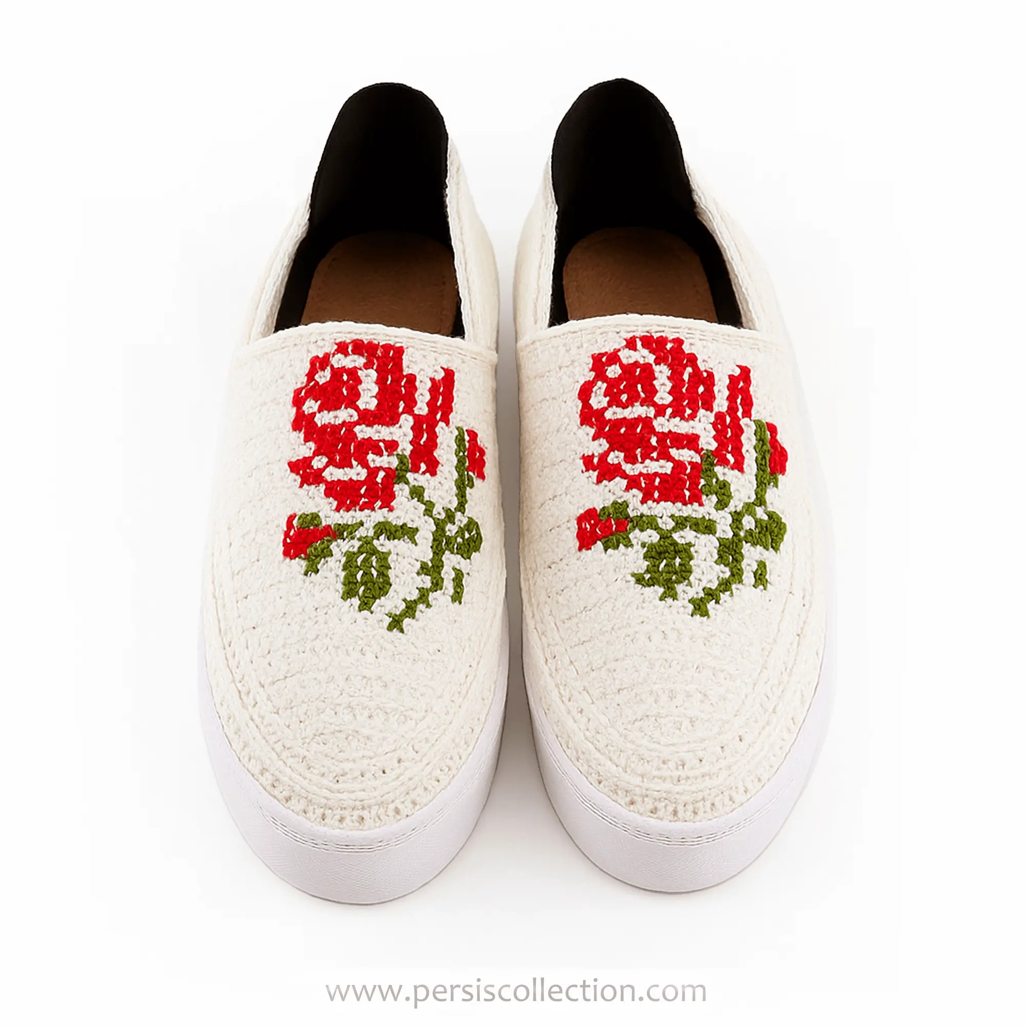 Handmade White Giveh with Rose Design