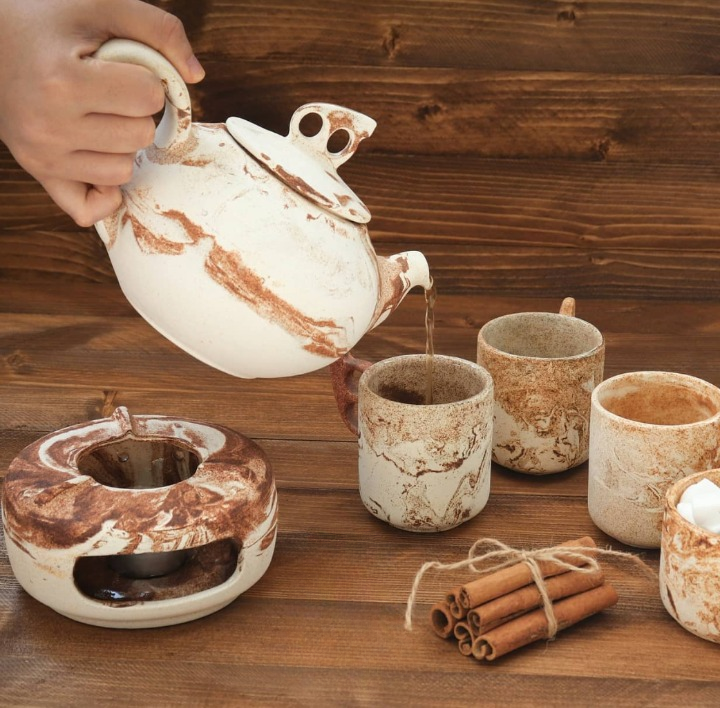Handcrafted Persian Pottery Tea Set for Two – Luxury Gift Edition
