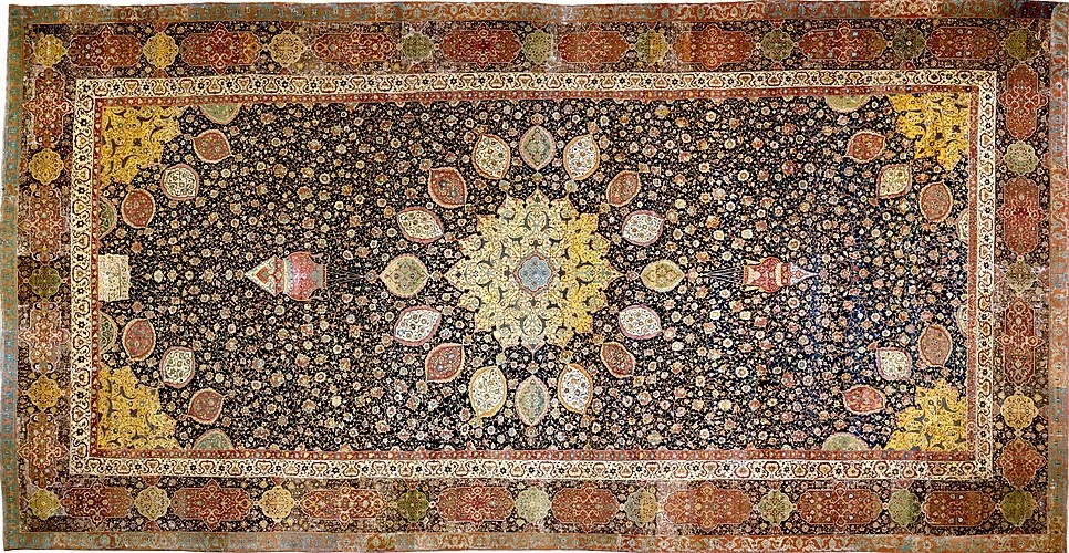 Authentic 16th-century inspired Ardabil rug with intricate Persian patterns