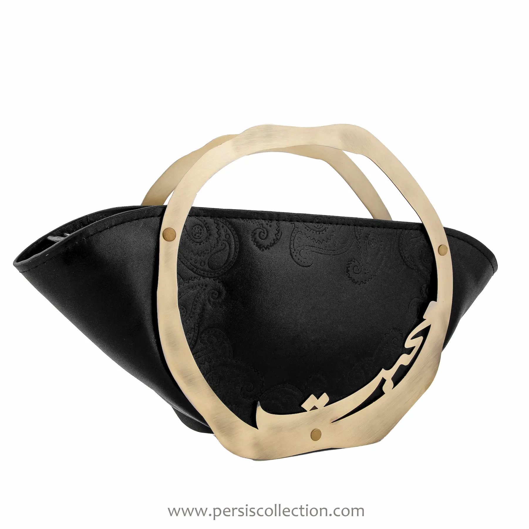Handmade Persian Leather Purse – Boteh Jaqeh Design with Brass Detailing