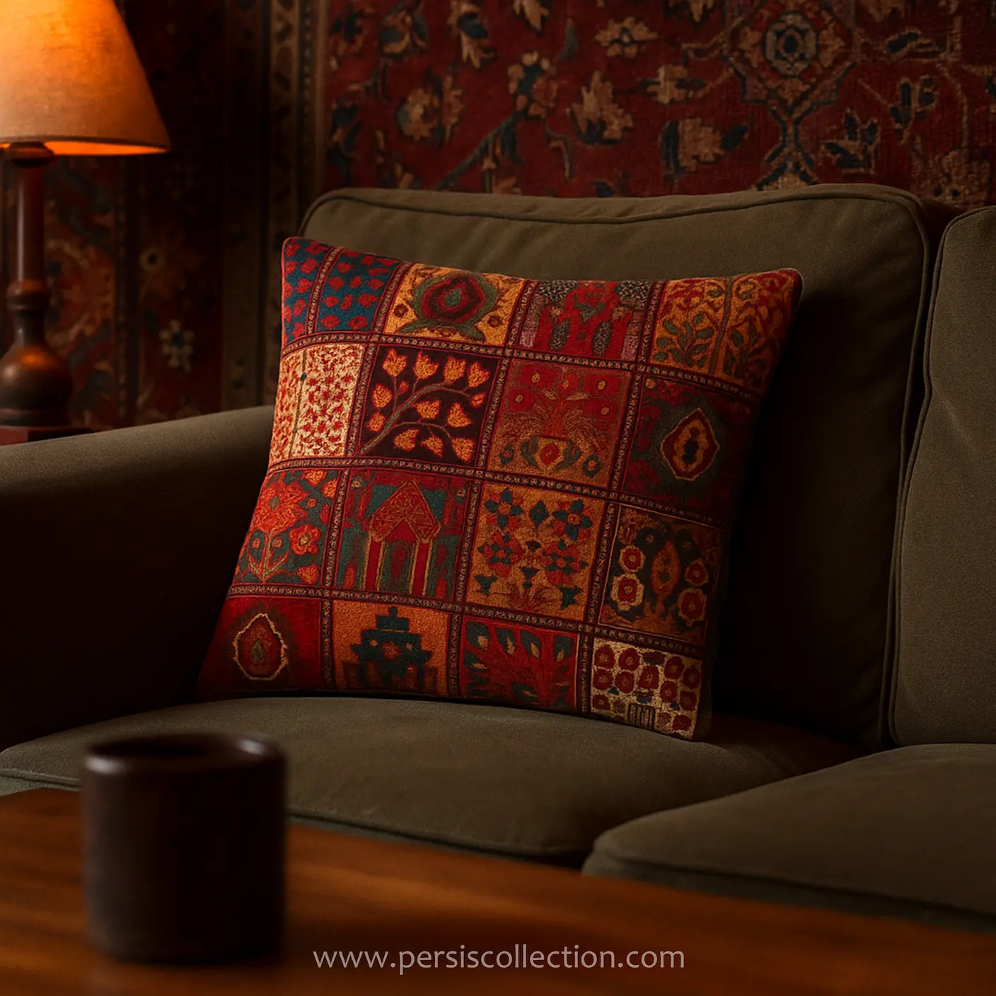 Red Velvet Persian Cushion
