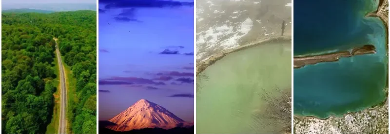 Mazandaran nature in northern Persian with lush forests, mountains, and Caspian Sea views