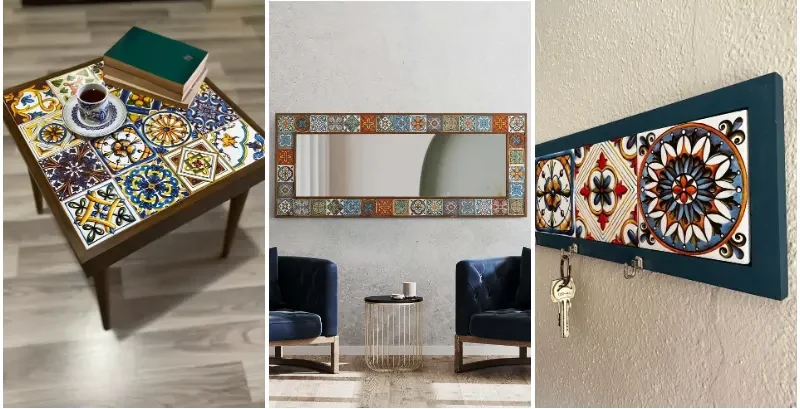 Traditional Persian tile design featured in modern home décor with vibrant colors and intricate patterns.