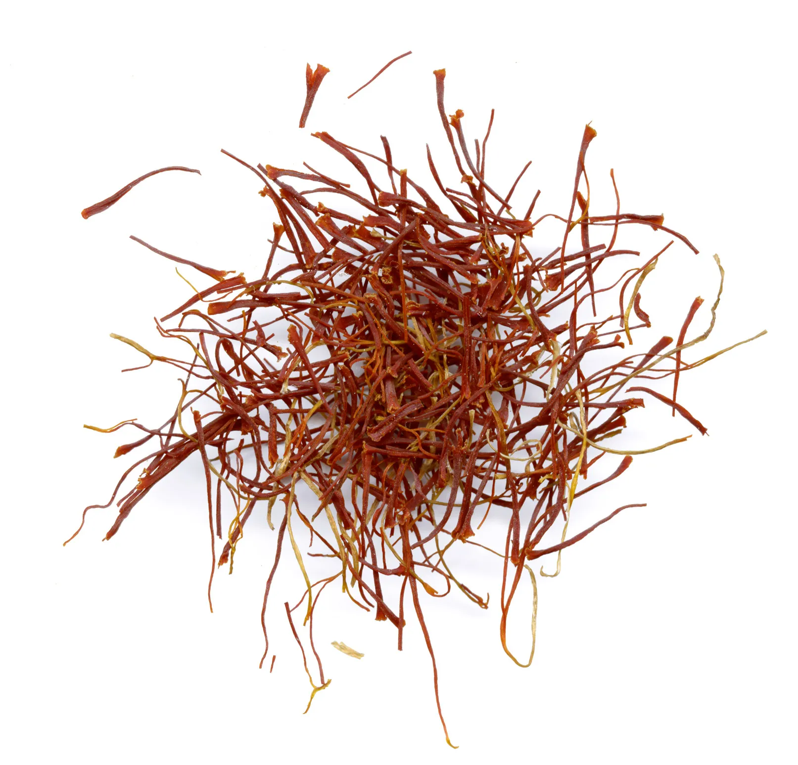 Close-up of crimson saffron threads (Crocus sativus stigmas)