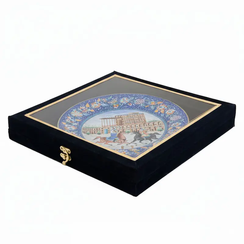 Handcrafted Persian Mina Kari Decorative Plate