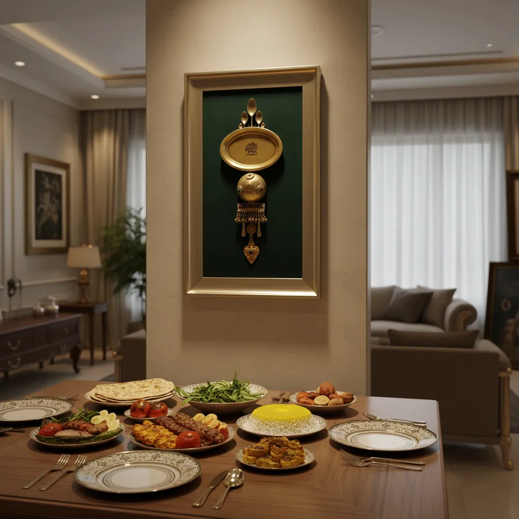 Antique Persian Wall Decor - Brass Tray & Spoon with Vintage Details