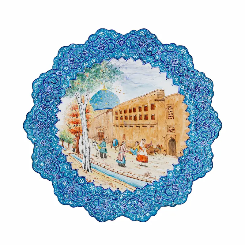 Persian Minakari Wall Plate – Isfahan Shah Mosque Design