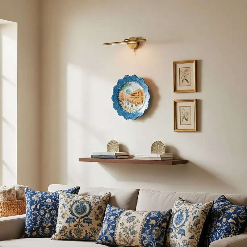 Isfahan Minakari Wall Plate with Shah Mosque Motif