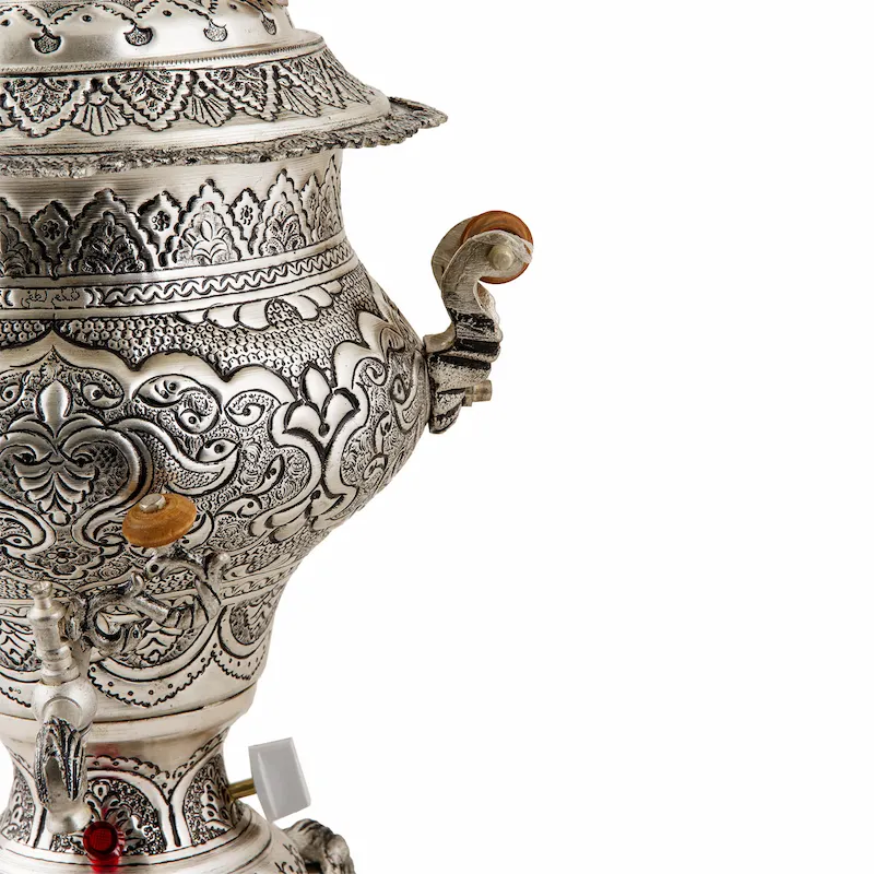 Electric Persian Samovar with Handcrafted Silver Engraving