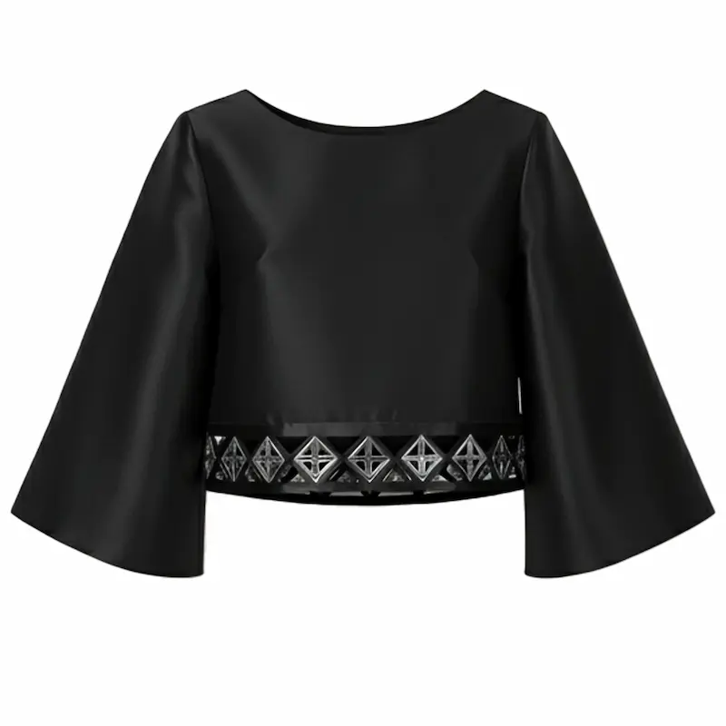 Elegant Persian Women’s Blouse with Leather and Mirror Embellishments