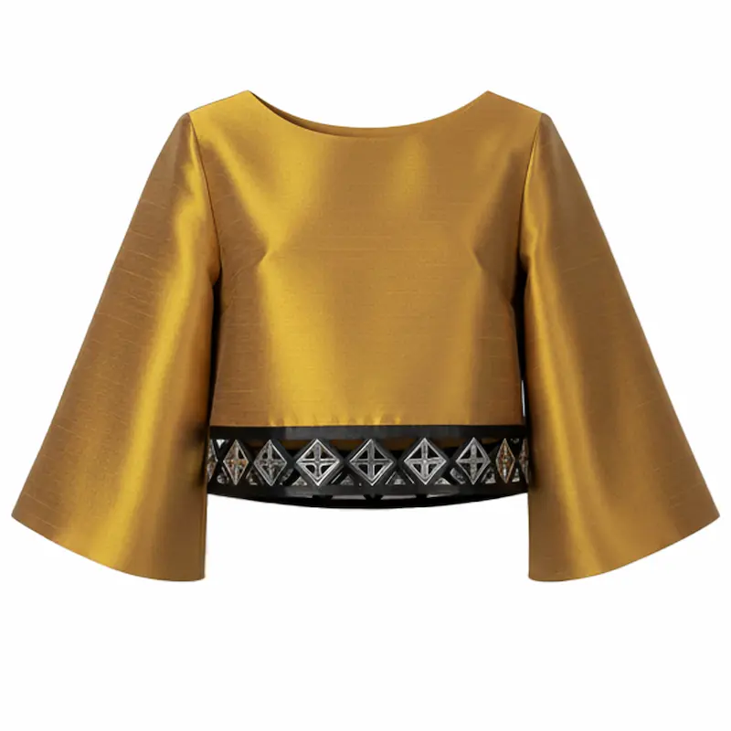 Persian Women's Blouse with Leather and Mirror Embellishments