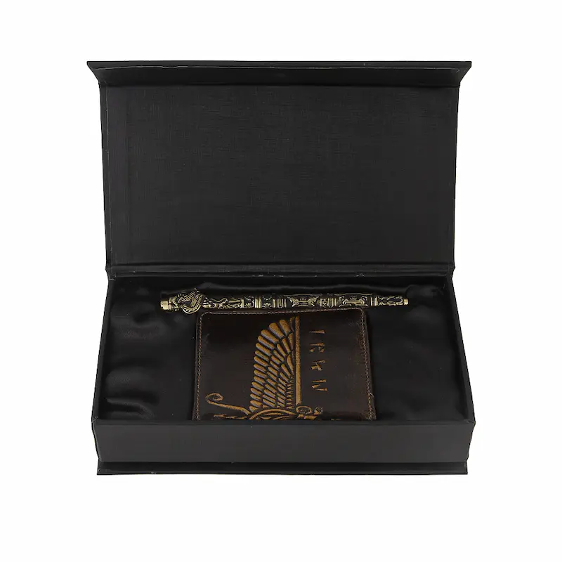 Golden Faravahar Copper & Leather Persian Gift Set – Persian Gifts for Him