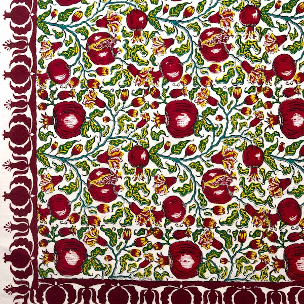 Handcrafted Anar Pattern Persian Tablecloth Traditional Cotton Table Cover