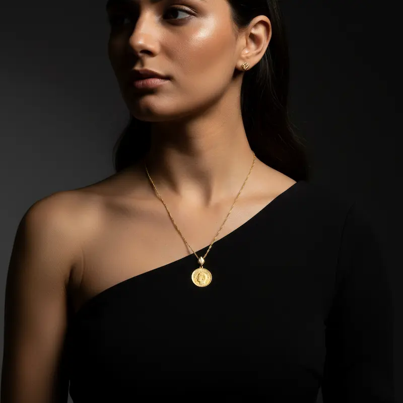 Handcrafted Persian Coin Necklace – Genuine 22K Gold Pahlavi Design