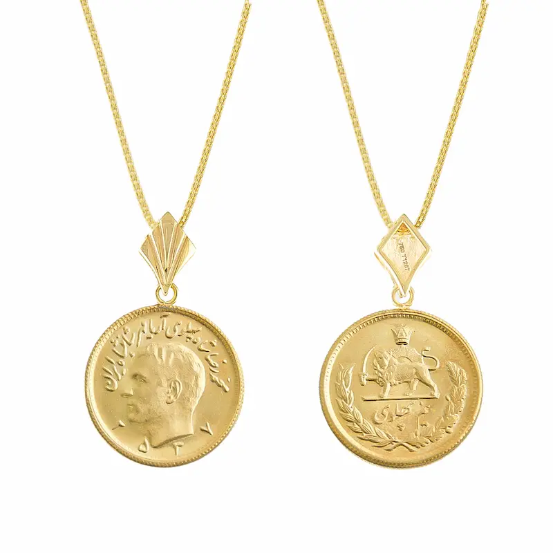Handcrafted Persian Coin Necklace – Genuine 22K Gold Pahlavi Design