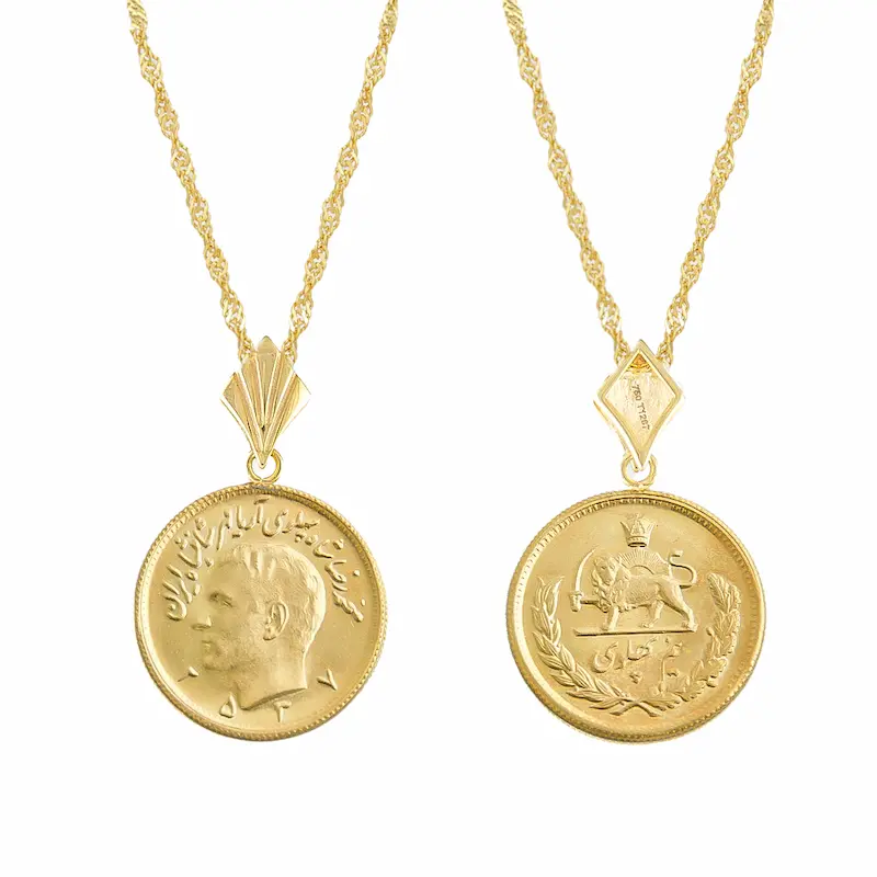 Handcrafted Persian Coin Necklace – Genuine 22K Gold Pahlavi Design