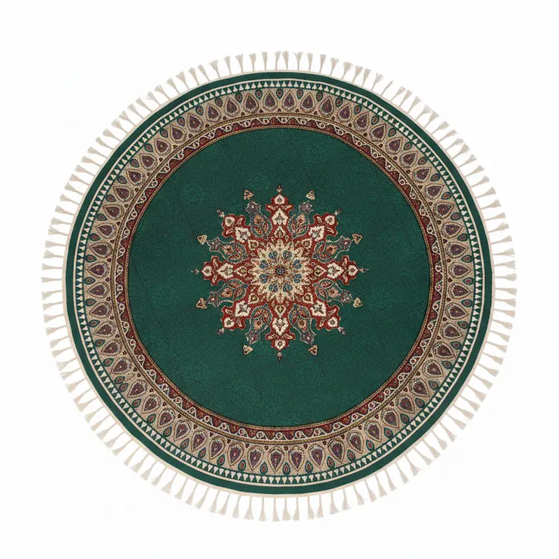 Handmade Ghalamkar Persian Tablecloth – Round Toranj Cotton Fabric 120cm