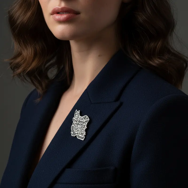 Iran Map Silver Persian Brooch