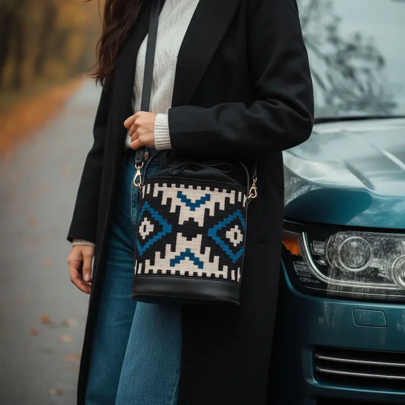 Luxury Persian Handcrafted Kilim Leather Bag - Shoulder Bag with Organic Cotton Lining