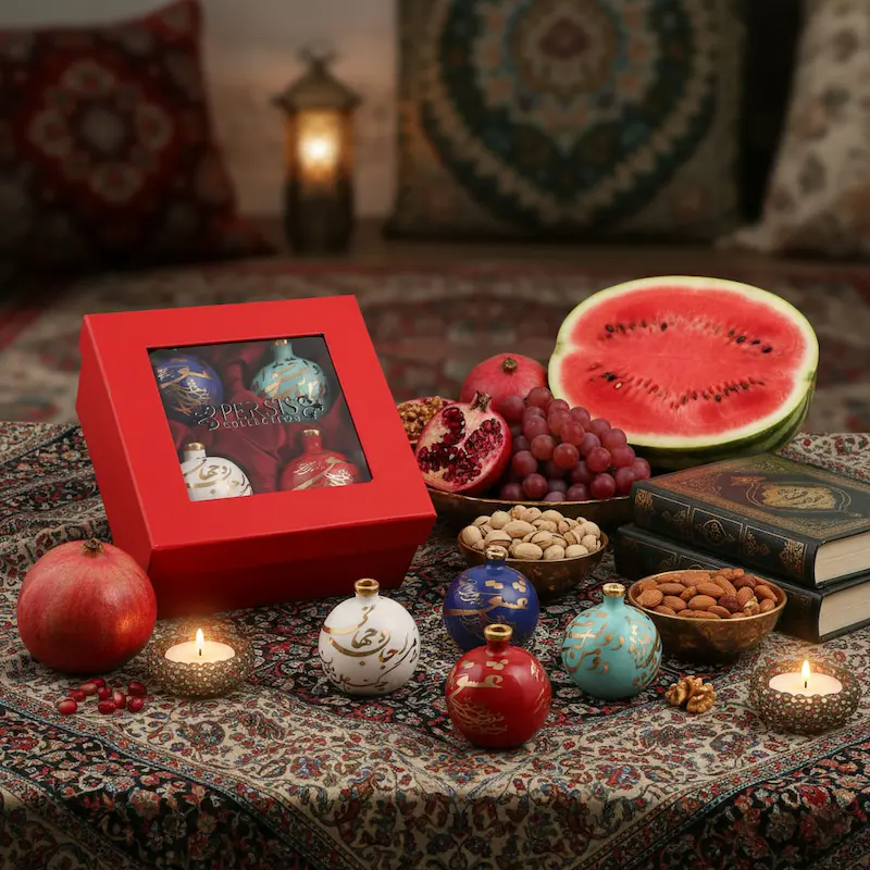 Persian Gift Pomegranate Set with Calligraphy Design