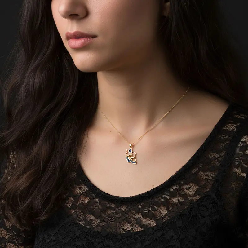 Persian 18K Gold Necklace with Iran map design