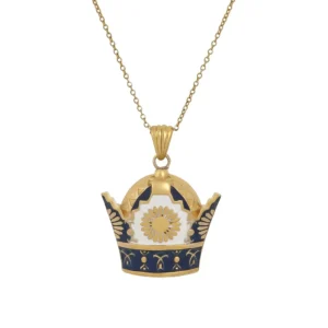 Persian Gold Necklace with Blooming Sun Motif and Traditional Minakari Enamel