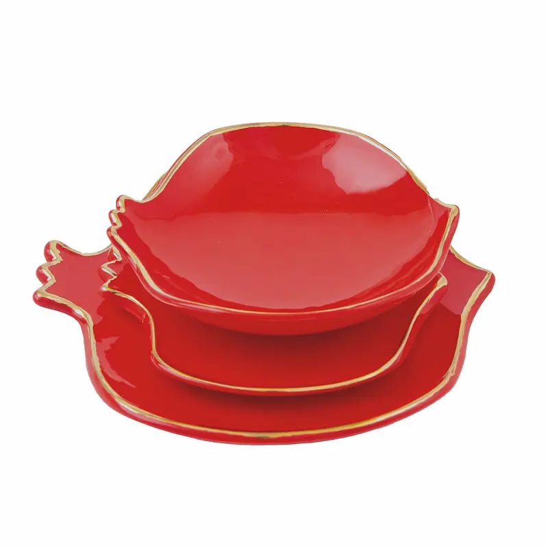 Persian Serveware Set Handcrafted Ceramic Pomegranate Dish Set