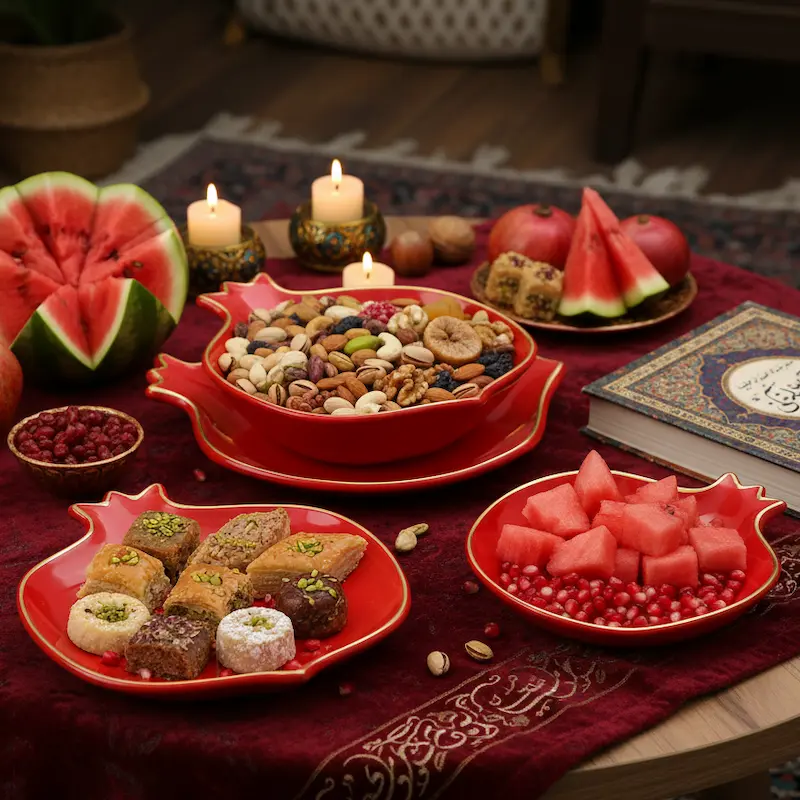Persian Serveware Set Handcrafted Ceramic Pomegranate Dish Set