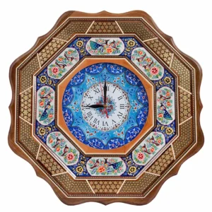 Persian Wall Clock – Miniature Painting & Khatamkari Art Clock