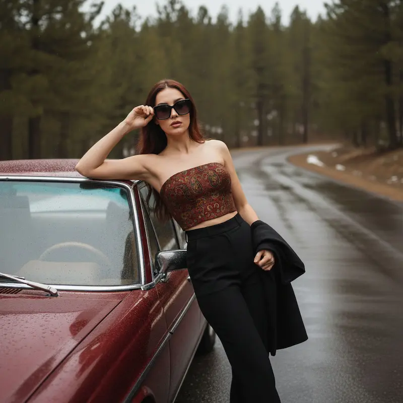 Persian Women's Clothing Red Termeh Adjustable Floral Top with Boteh Jageh Design