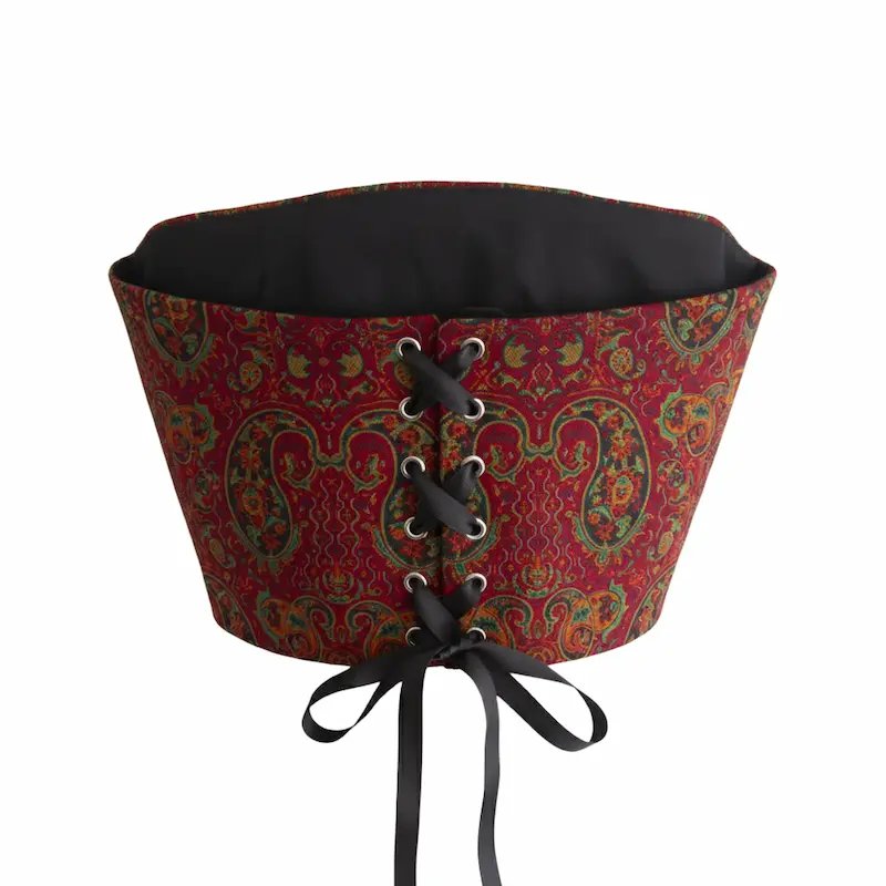 Persian Women's Clothing Red Termeh Adjustable Floral Top with Boteh Jageh Design