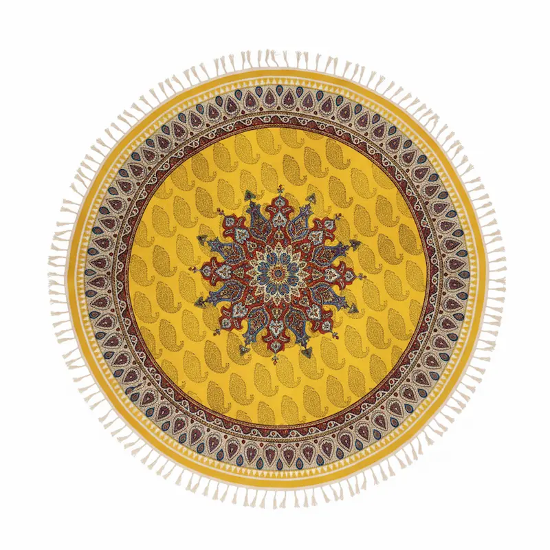 Toranj Bloom Persian Tablecloth – Round Ghalamkar Cotton Runner
