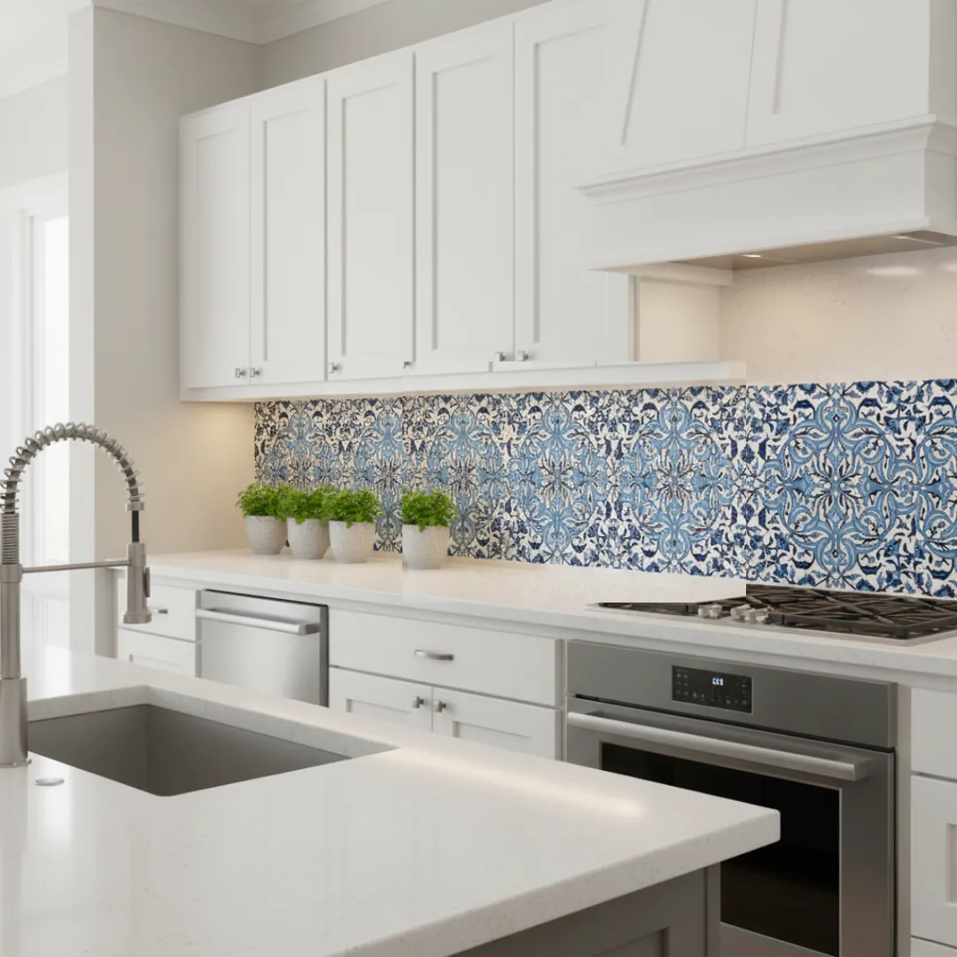 Authentic Persian Tile Set Colorful Glazed Ceramic with Floral Islimi Design