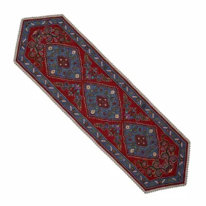 Handcrafted Pateh Design Persian Tablecloth Runner with Cream Wool Elegance