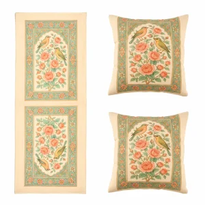 Handcrafted Persian Cushions & Table Runner – Velvet with Dome Pattern