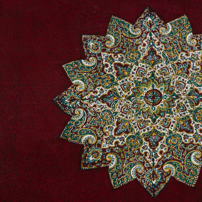 Handcrafted Red Persian Runner with Sun Medallion Motif