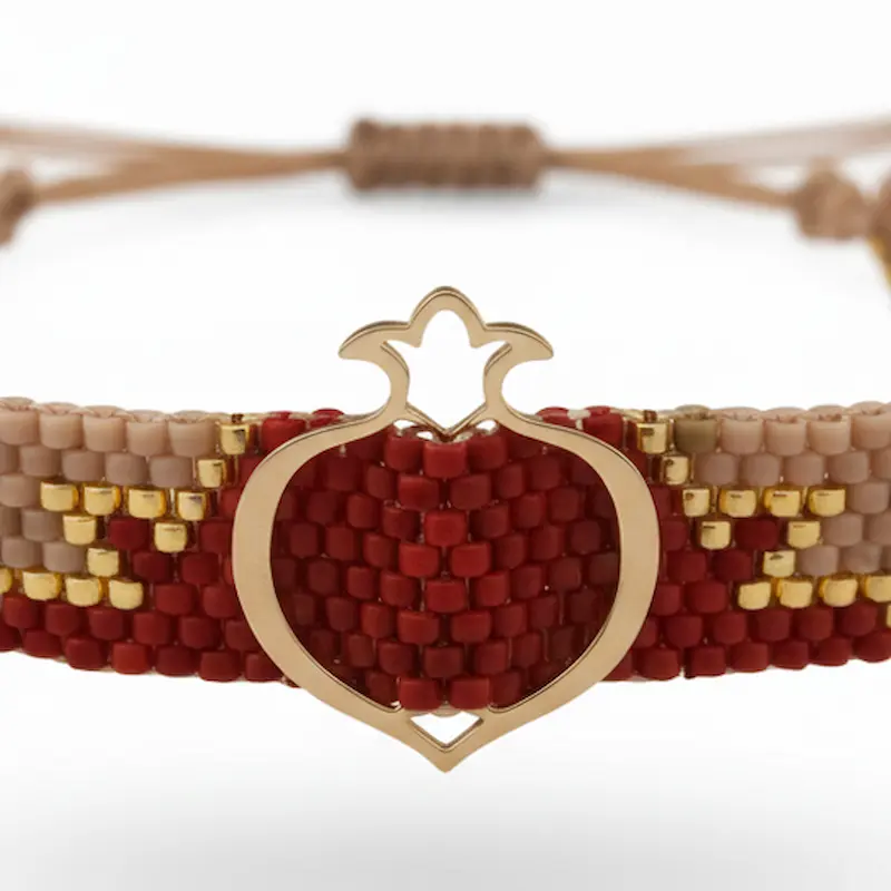 Handmade Persian Bracelets with Gold Accents and Pomegranate Design