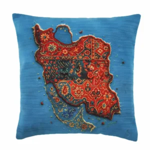 Iran Map Persian Art Cushion Cover – Velvet Throw Pillow