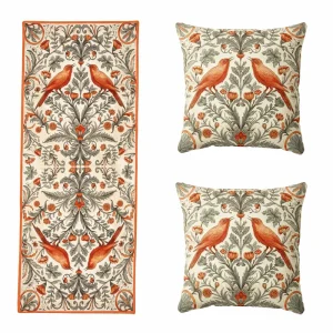 Persian Cushions & Runners Set – Floral Velvet Cushion & Runner