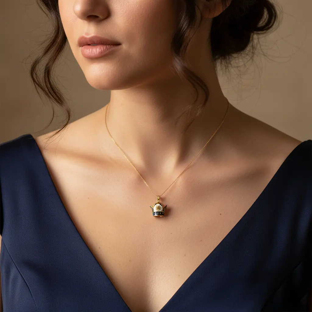 Persian Gold Necklace with Blooming Sun Motif and Traditional Minakari Enamel