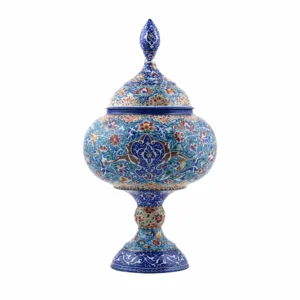 Persian Minakari Bowl – Multicolor Hand-Painted Copper Decorative Centerpiece – 30cm