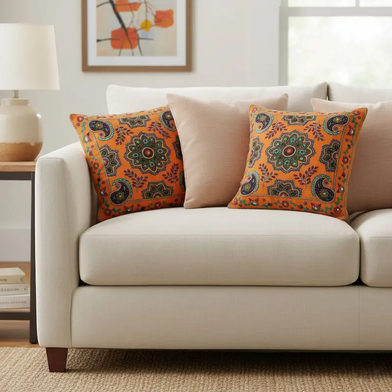 Traditional Persian Cushions – Handstitched Velvet & Wool Cushions