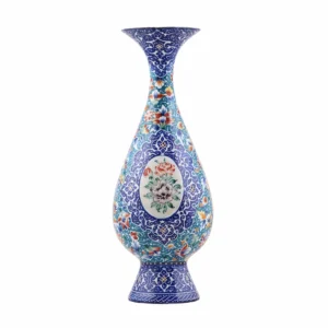 Persian Minakari Art Vase – Traditional Painted Metal