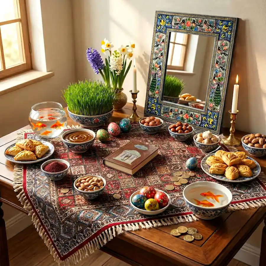 Persian Khatam Mirror with Bird & Flower Design