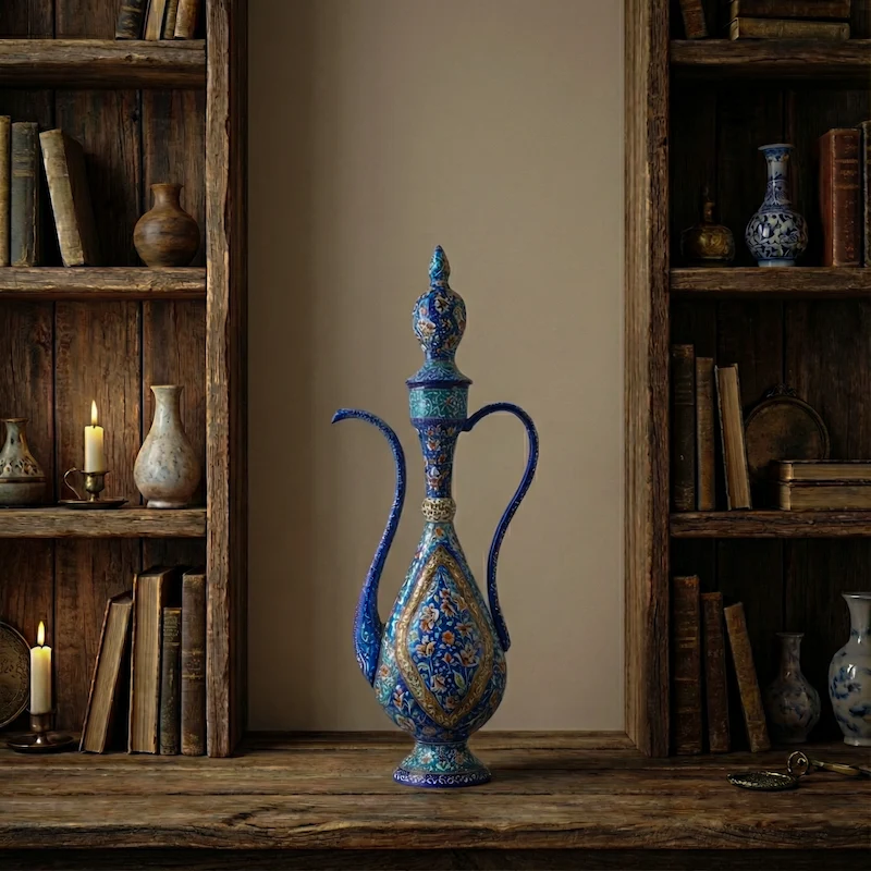 Persian Minakari Art Metal Rosewater Sprinkler – Hand-Painted